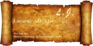 Lacsny Júlia névjegykártya